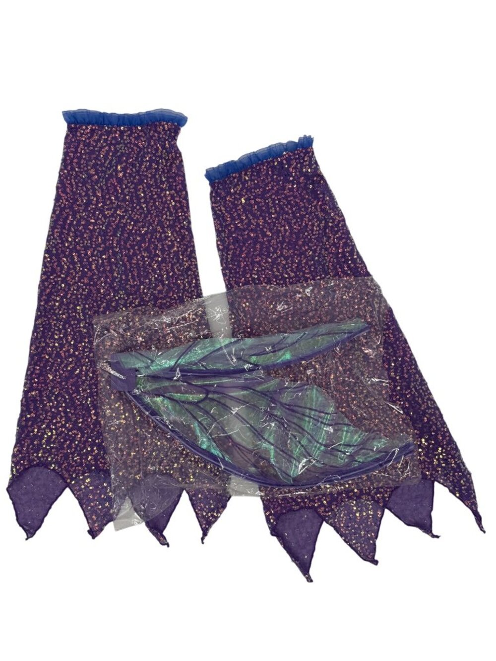NWT Dolls Kill Purple Fairy Sequin Corset Mini Dress Wings Garters Costume Rave - Picture 13 of 16